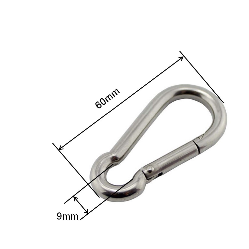 5pcs 304 Stainless Steel Carabiner Snap Hook Marine Grade 50mm 60mm 70mm 80mm Length Oval Link Locking Carabiner: 6X60mm