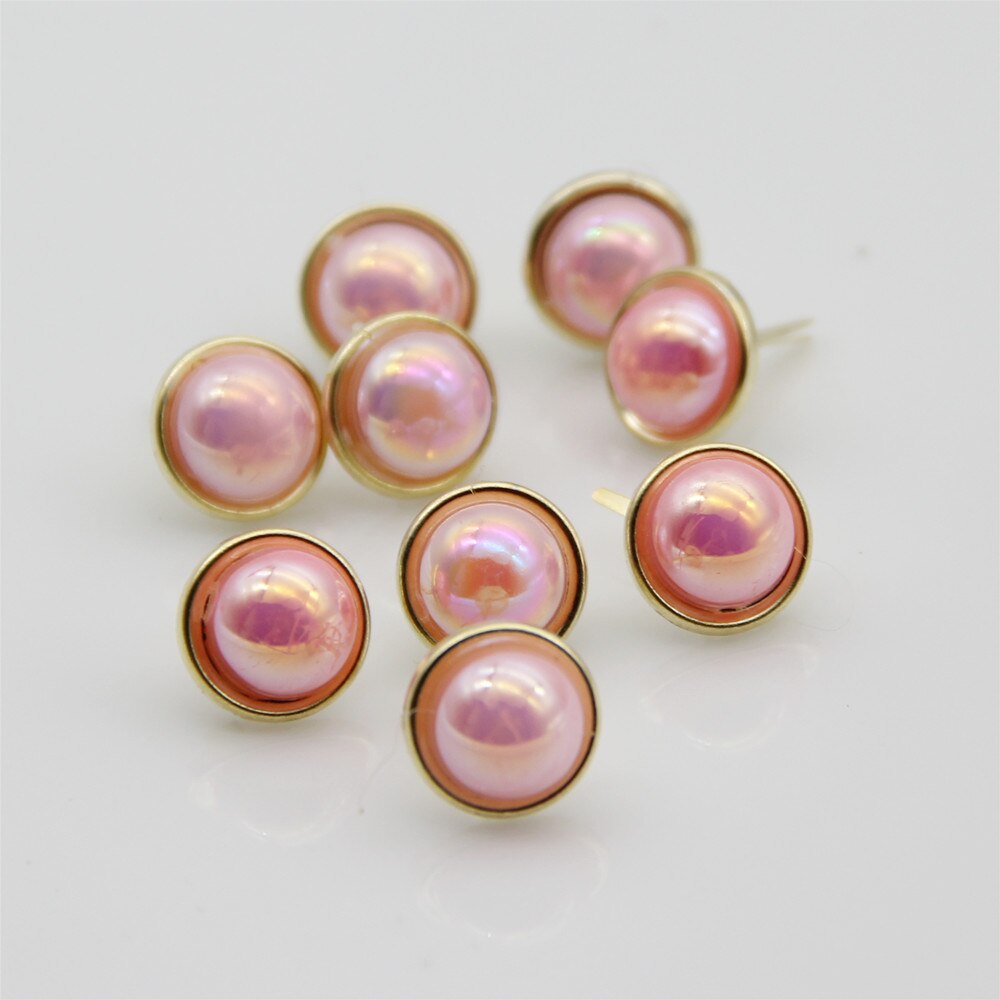 20pcs Big Colorful Pearl Brads Metal Gold Scrapbooking Embellishment Decor DIY Crafts Accessories Handmade Photo Album Fastener: Pink as photo