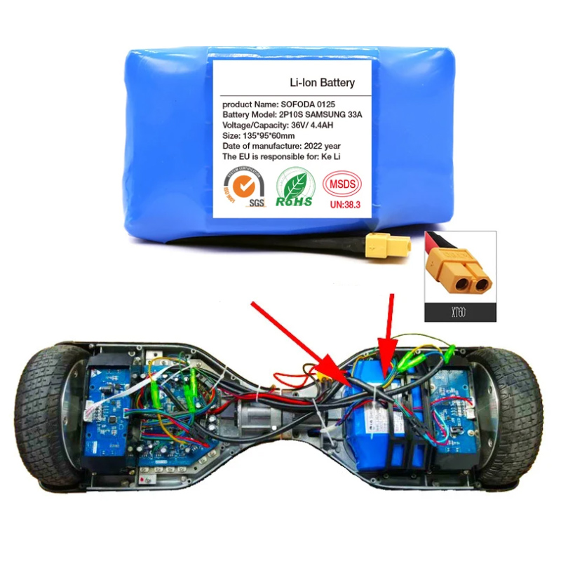 Confezione originale 36V 4400mAh 4.4Ah Batteria ricaricabile agli ioni di litio per monociclo HoverBoard autobilanciante per scooter elettrico