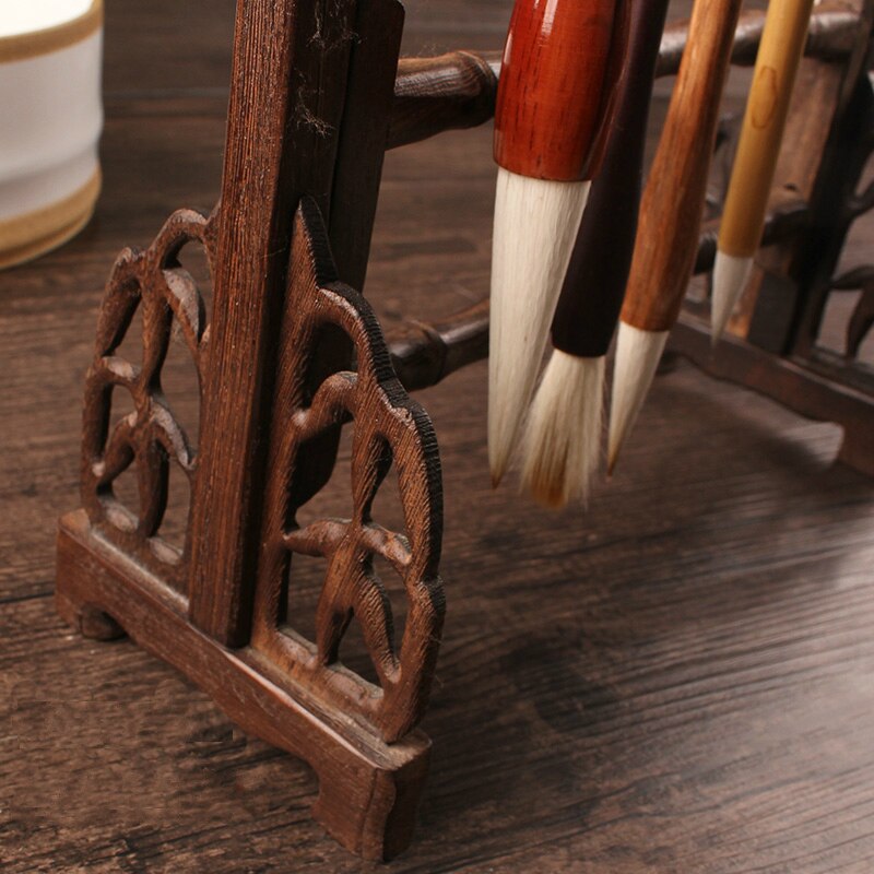 12 Pcs Hangers Schrijven Borstel Rack Praktische Studie Briefpapier Massief Hout Wenge Kalligrafie Traditionele Schrijven Penhouder