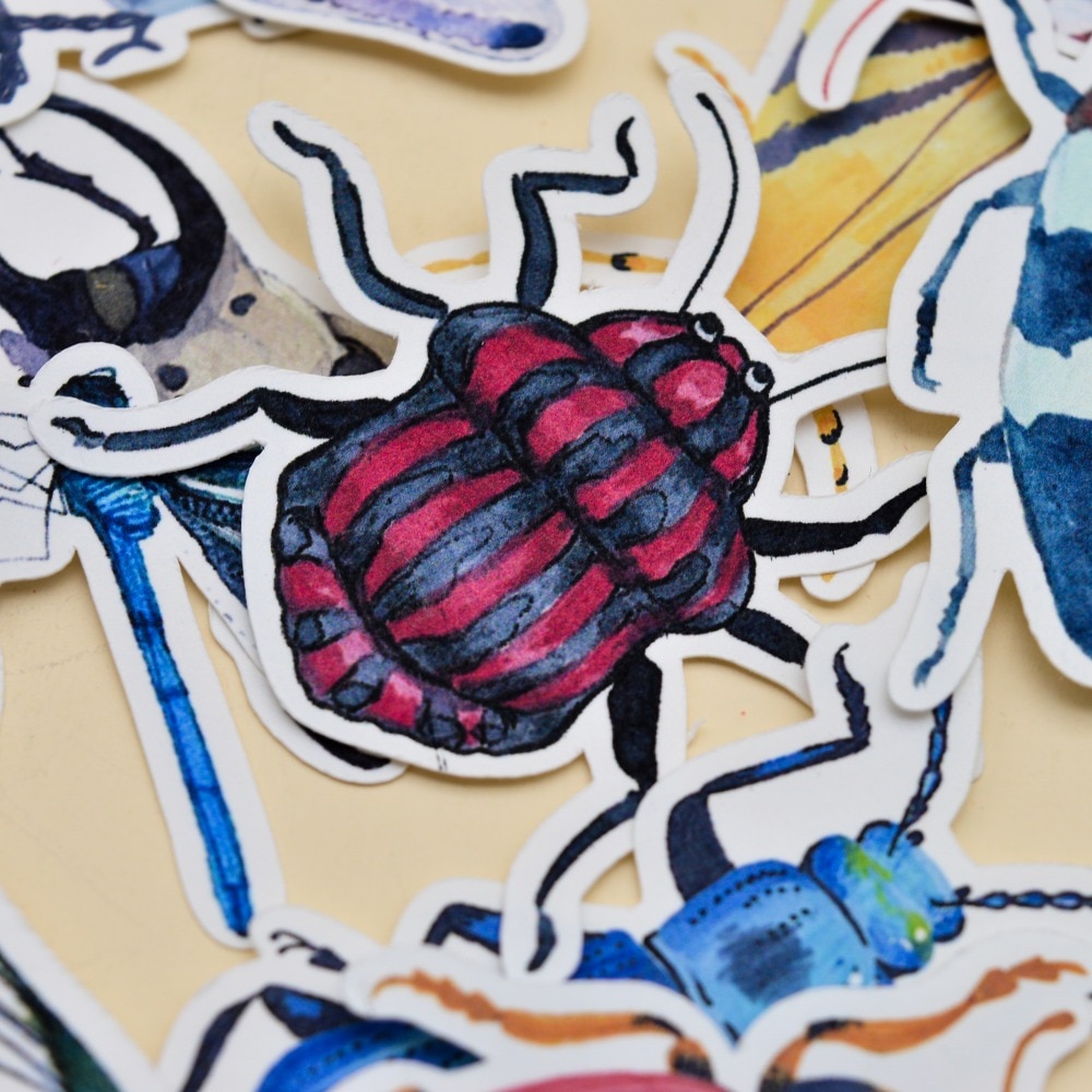 36pcs Watercolor Natural Insect Collection stickers Diary Notebook Planner/ Handbook DIY Paper made Sticker papeleria stationary