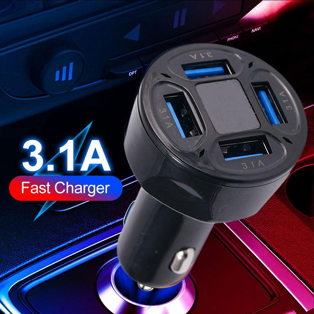 Car Charger 3.1A Four In One 4-port Vehicle Charger With Display One Digital Trailer Ports And Multiple With Voltage Q1X9