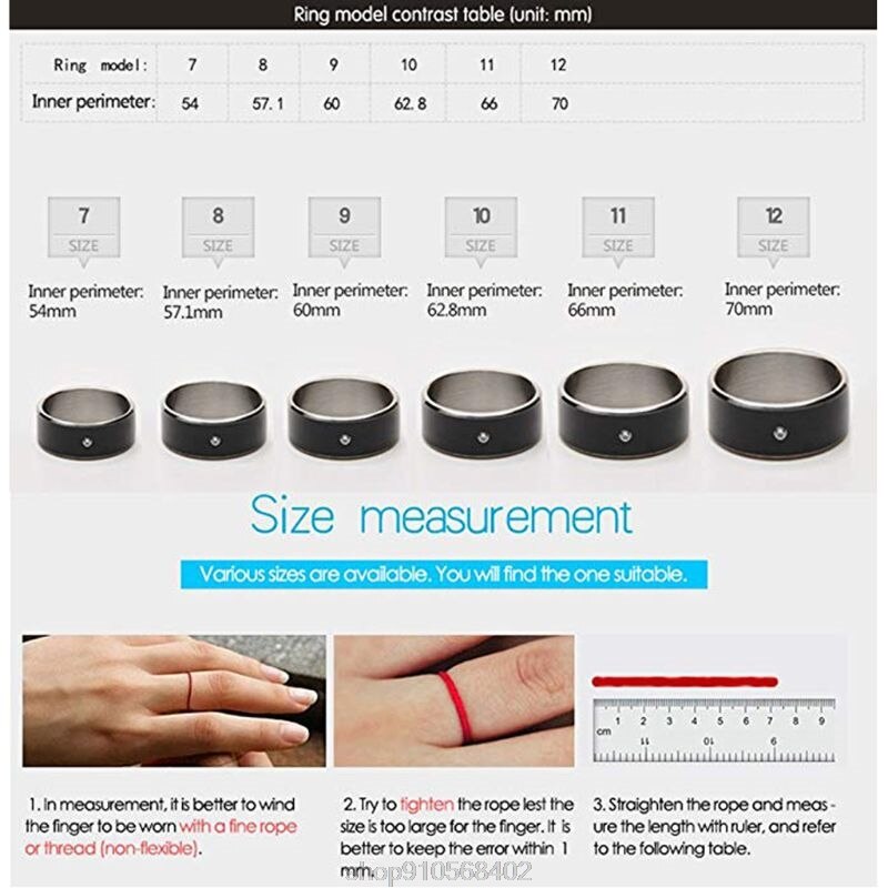 NFC Smart Ring Universal For All Android Windows NFC Cellphone Mobile Phones Black Digital Rings US 6-13 N09 20