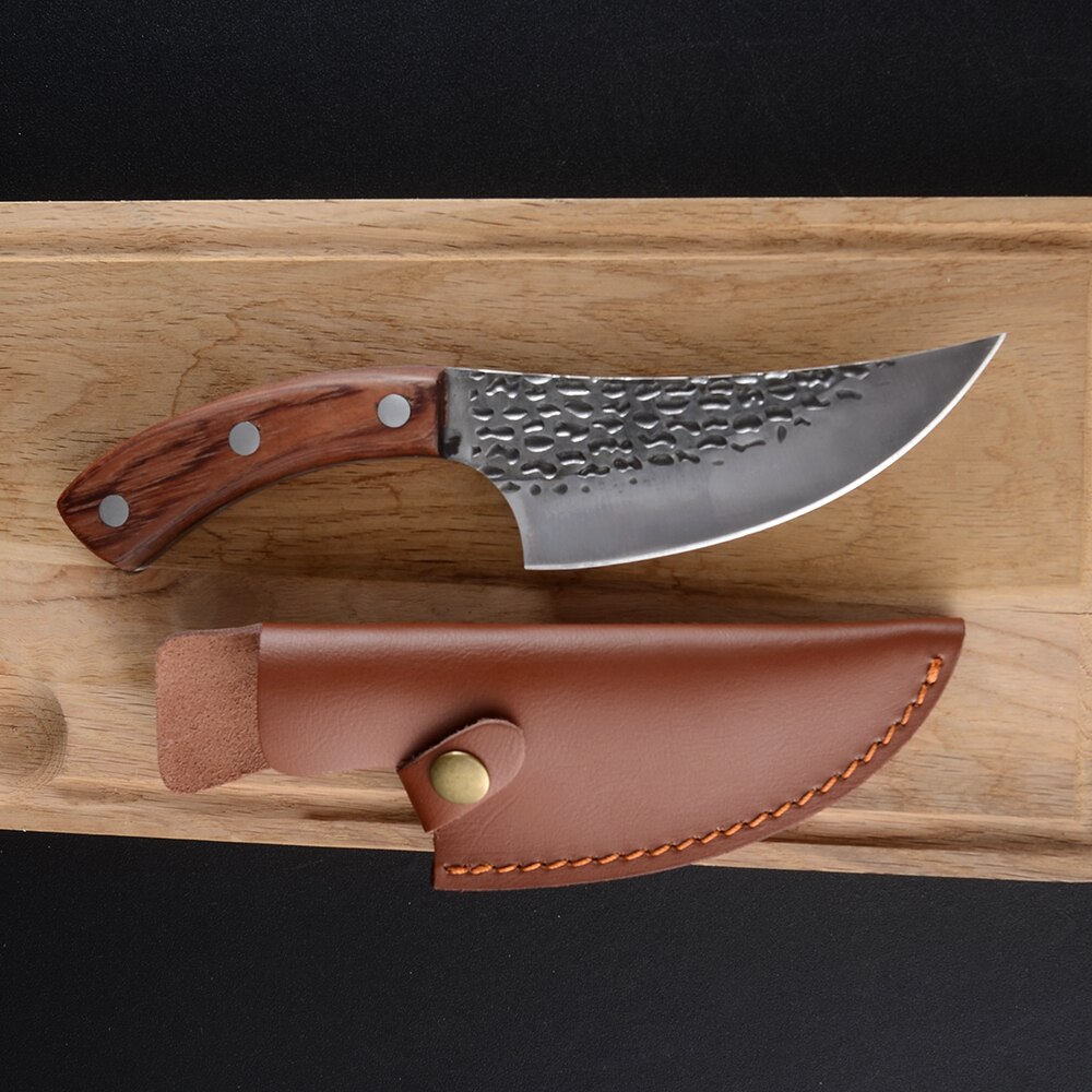 Cuchillo de cuchilla de Chef serbio de 5,5 pulgadas, cuchillo afilado para tallar de acero inoxidable, cuchillo de deshuesar, funda, caja de para amigos