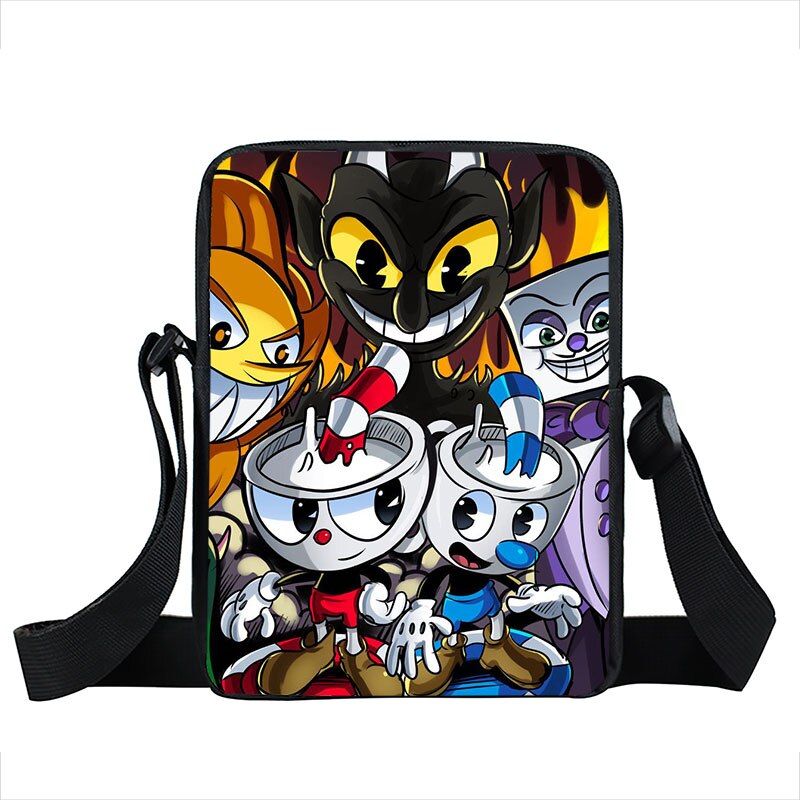 funny cuphead / mughead print small shoulder bag women handbag mens crossbody bags Adult book bag student messenger bags: xkbcuphead03