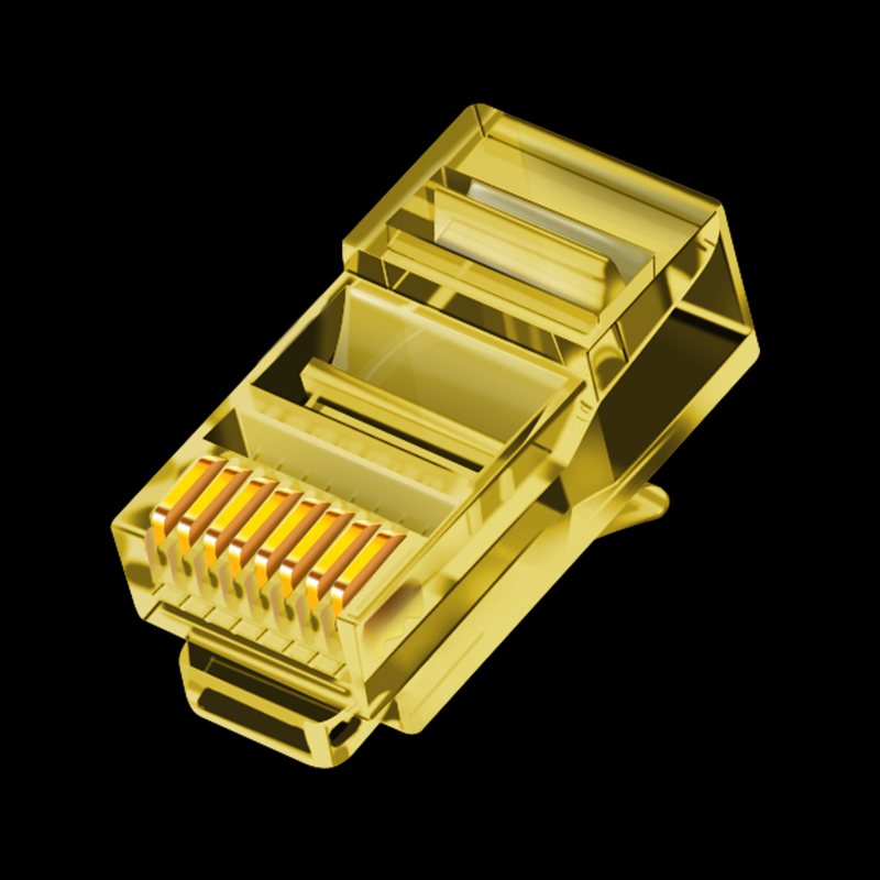 ZoeRax RJ45 Cat6 doorvoerconnectoren, diverse kleuren, EZ naar krimp modulaire stekker voor massieve of gestrande UTP-netwerkkabel: Goud / 0.2M