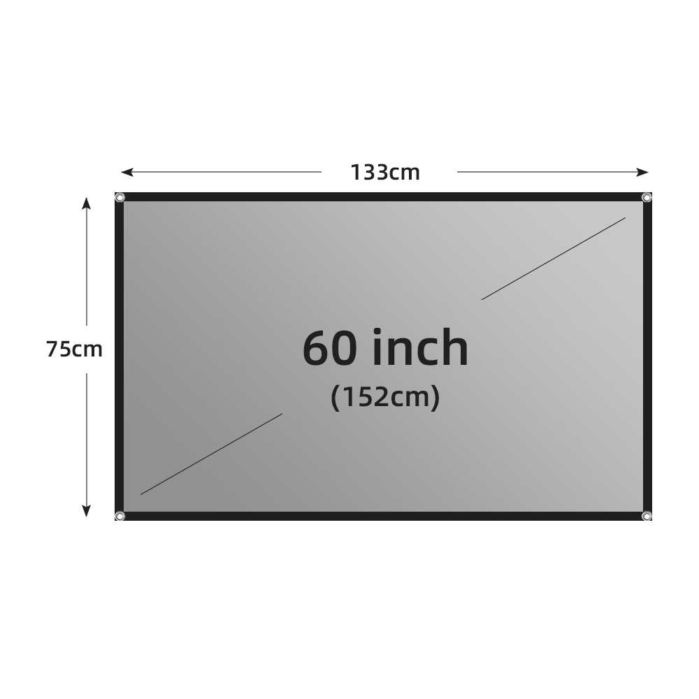 LEJIADA Projector Screen 60-133 Inch Metal Grey Anti-Light 16:9 Portable Black Border With Holes Home Outdoor Projection Screen: 110 inch