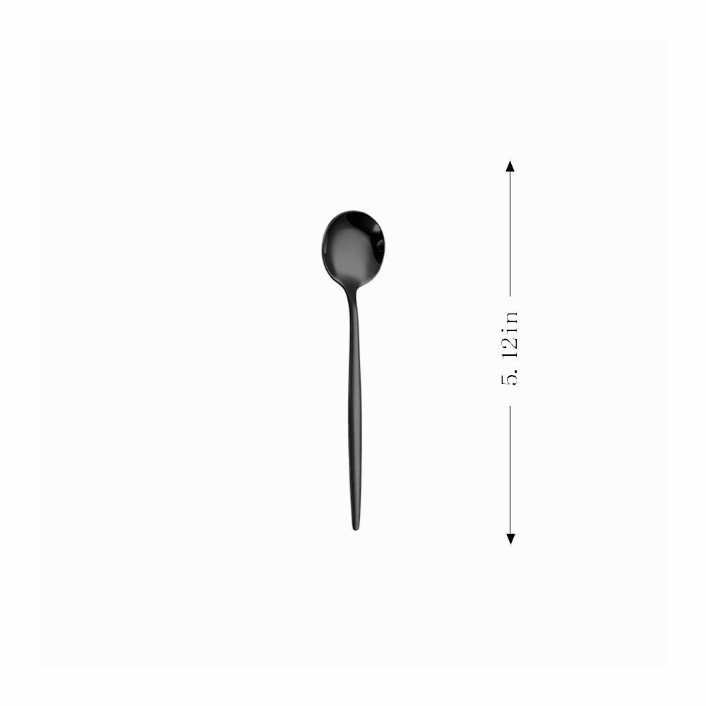 1Pc Teaspoon Mixing Coffee Spoon Dessert Stainless Steel Vintage Teaspoon Drink Tableware Flowers Tableware Kitchen Tools: black