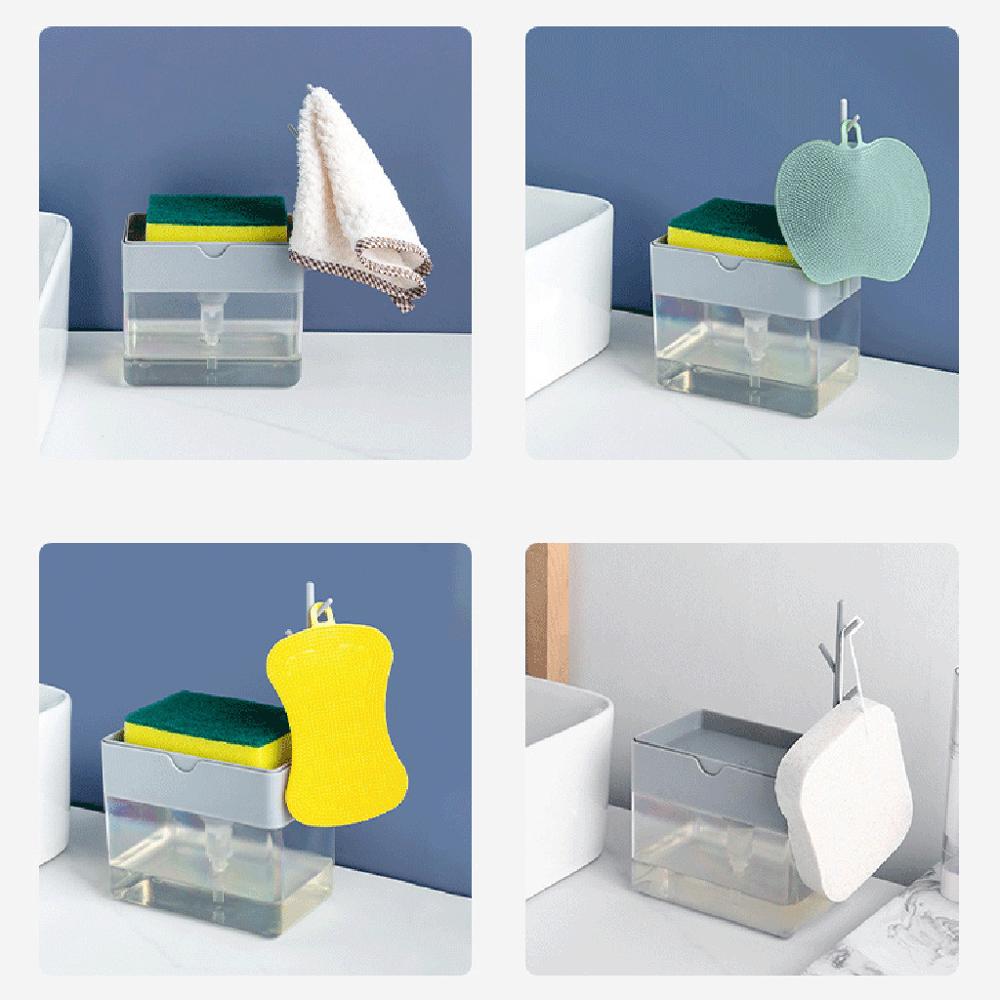 Soap Dispenser 2-in-1Sponge Rack Holder Organizer Soap and Sponge Container Storage shelf Soap Case Caddy Kitchen Tool