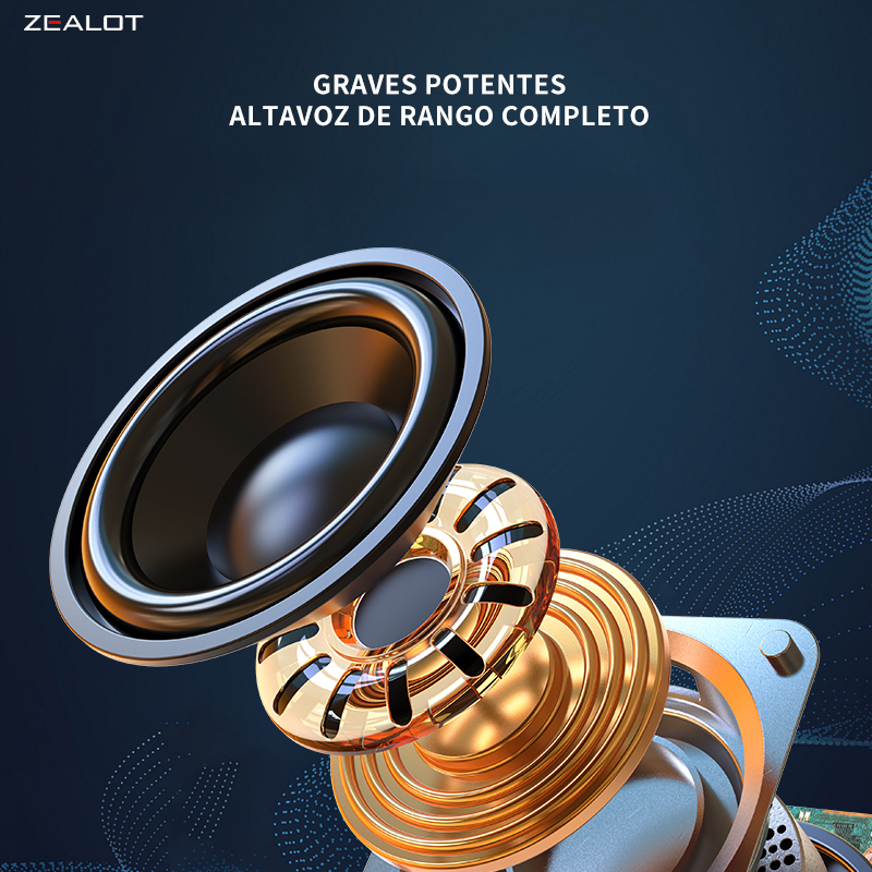 Altavoces inalámbricos ZEALOT S32 de 5W, altavoz subwoofer portátil, batería de 1800 mAh, 10 horas de reproducción estéreo a todo volumen, graves retumbantes.
