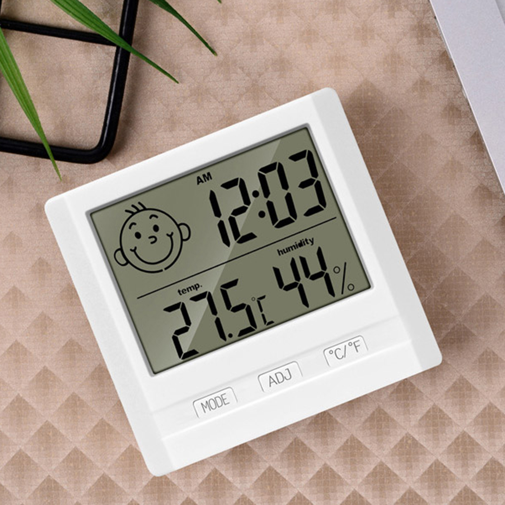 Flintronic Thermometer Hygrometer, Digital Mini Thermometer And Hygrometer With Metal Stand Thermohygrometer With Smile Face Indicating Data For Indoor Living Room Baby Room Office Black