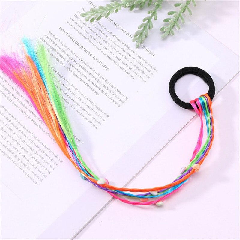 Perruque bandeau Simple en caoutchouc pour filles | Corde tressée, accessoires pour cheveux, perruque corde pour cheveux, outils pour cheveux, coiffe de tête de cochon: heart multi