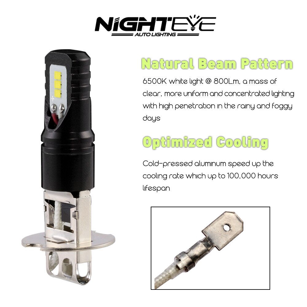 NIGHTEYE H3 LED Auto Scheinwerfer Lampen 1600LM 12 V 80 W/einstellen 6500 k Mit CSP LED Chips Birne LED-lampen für Auto Scheinwerfer Nebel Lampen