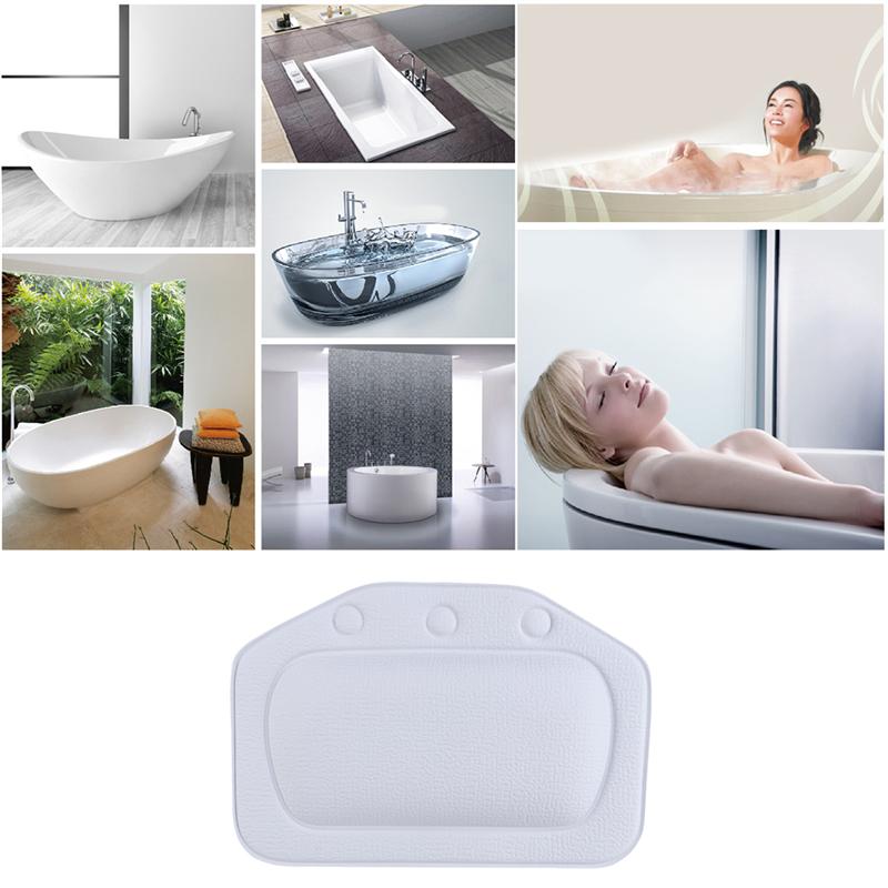 Almohada de baño suave para bañera, reposacabezas de esponja relajante, cojín impermeable con ventosas, almohada de baño con ventosas