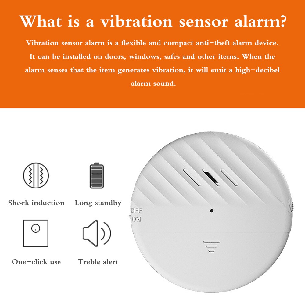 Smart Vibration Sensor Motion Shock Sensor Detection Alarm Monitor 125db Break Sensor Alarm for Home Window And Door Security