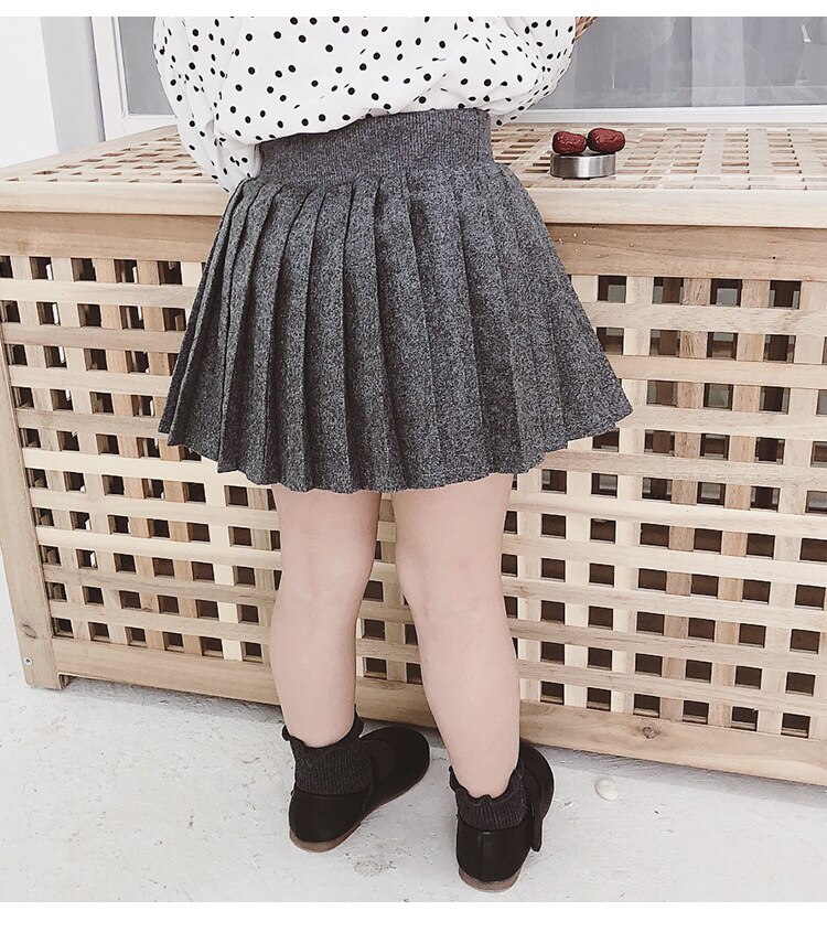 Preppy Korean Girl Skirt Spring Autumn Student Girl Pleated Skirts Princess Knit Skirt Baby Girls Clothing 2 4 5 6 7 8 Year