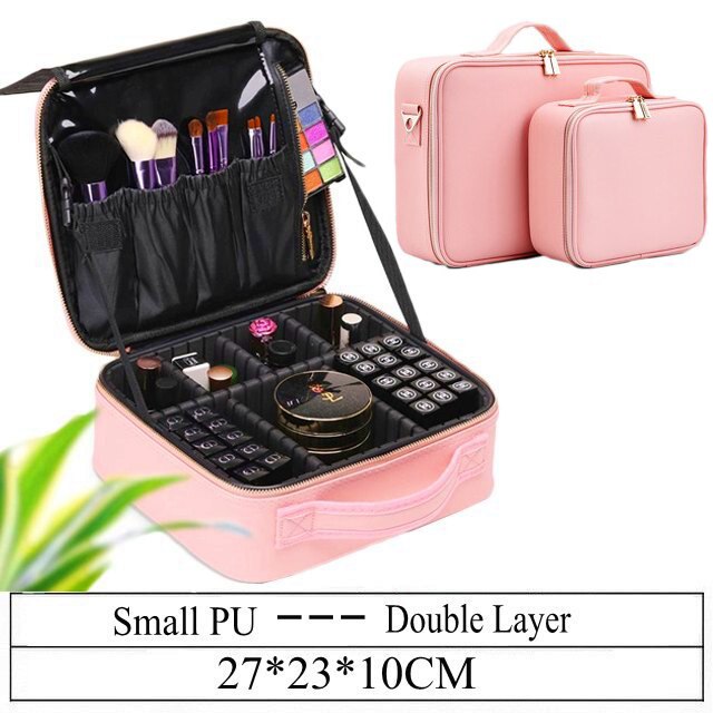 LHLYSGS PU Wasserdichte Kosmetische fallen Koffer Multi-stöckige Große Professionelle machen-hoch Tasche Frauen Schönheit Veranstalter Kosmetik Tasche: rosa S