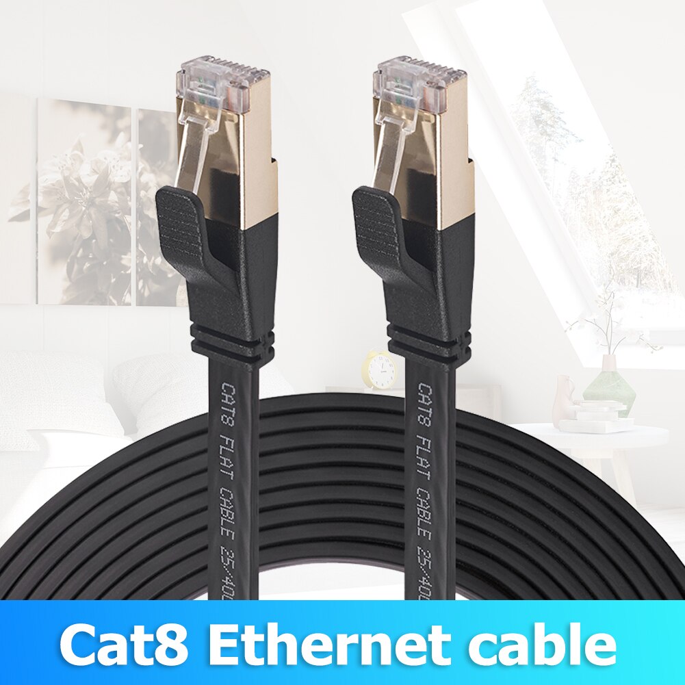 SFTP 40Gbps Cat8 Ethernet Cable Network LAN Patch Cord Gold Plated RJ45 Connector Cat 8 Flat Wire for Router Modem Computer PC