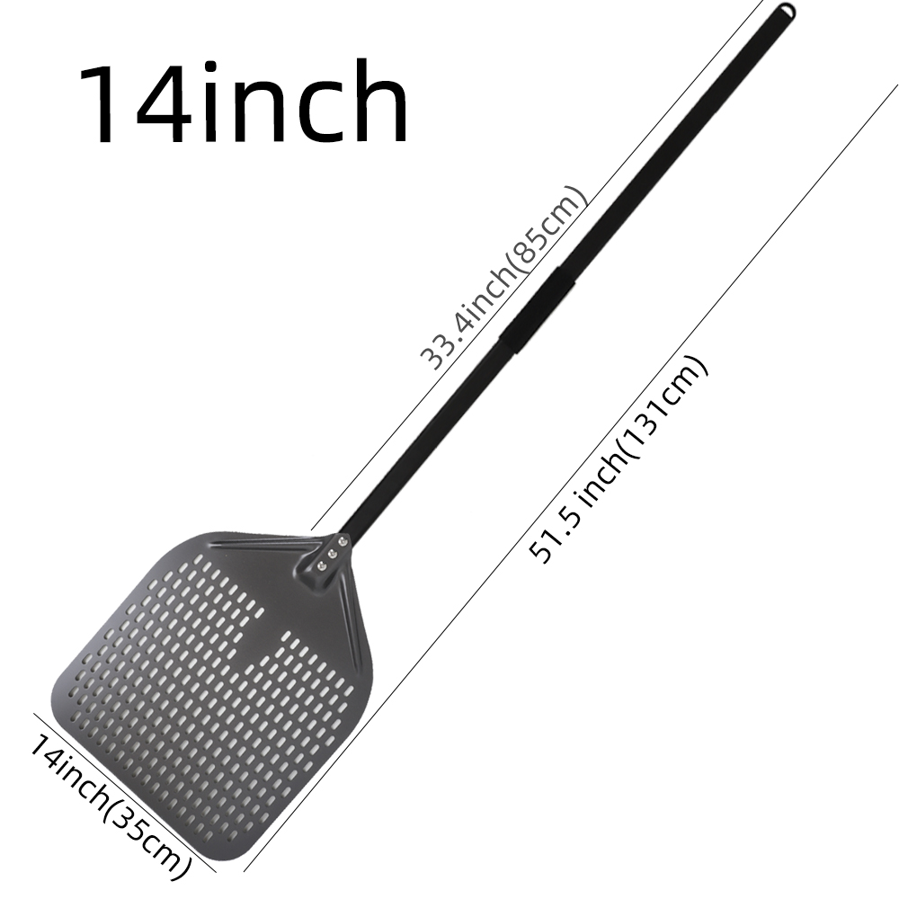 10 12 13 14 16 tommers stor pizzaspade med perforert spade, kort håndtak til ovn, snuing, skrell, kjøkkenverktøy, nonstick pizzabaking: Klar