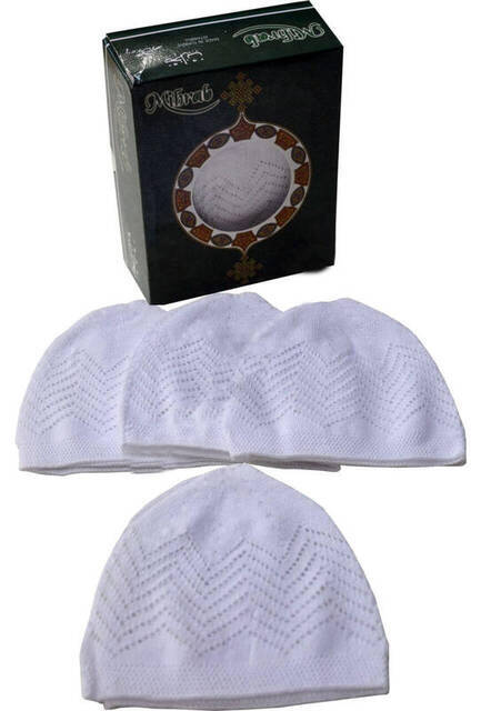 4 unités chapeau de prière musulman-Salat ha-namaz Takke: White Cream