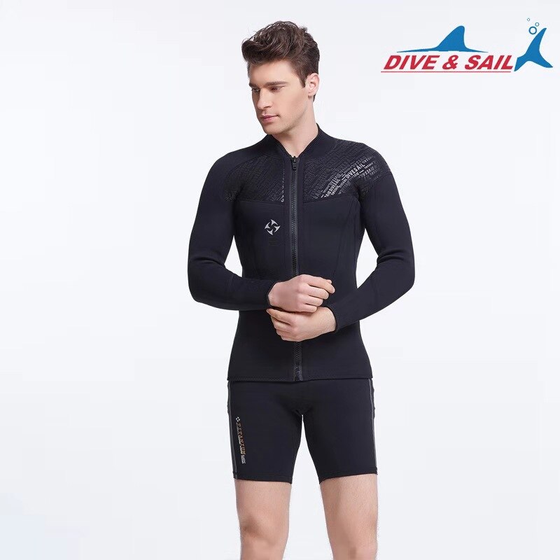 Dive & Sail Wetsuit Top - Men's 3mm Neoprene Long Sleeve - Warm Scuba Dive Jacket for Swimming & Surfing: XXXL