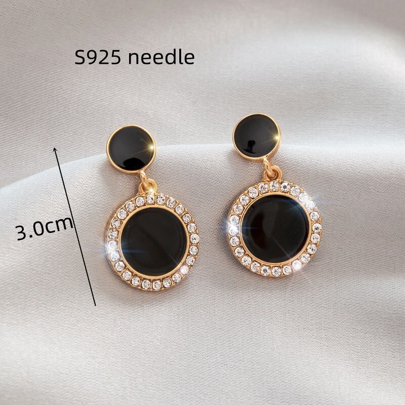 Pendientes colgantes de flor negra grande para mujer, personalidad de roca exagerada, C Daarьги, joyería para y boda, para niña del Día de San Valentín: Chapado en zinc blanco y azul