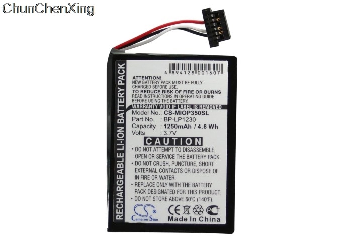 Cameron Sino 1250mAh Battery for Mitac Mio P350, P510, P550, P550m, P710, Spirit 480, 485, 487,670, 680, 685, 687,690, 695, 697