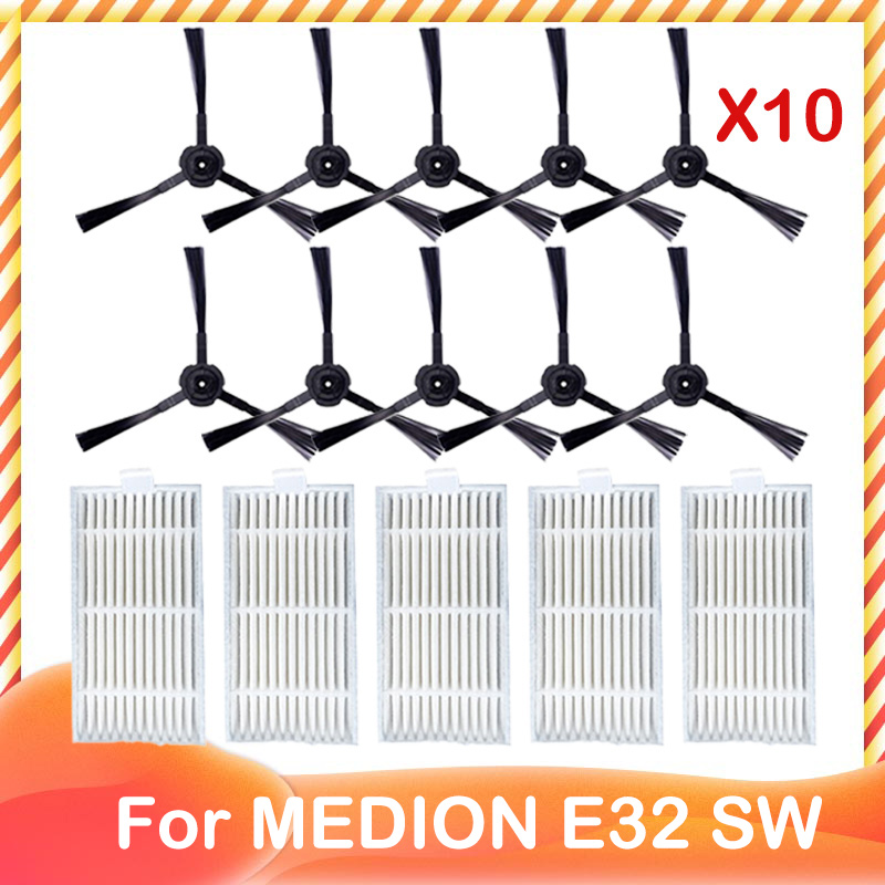 Replacement For MEDION ‎E32 SW Robot Vacuum Cleaner Accessories Spare Side Brush HEPA Filter Mop Cloth Wipe Rag: Lavender