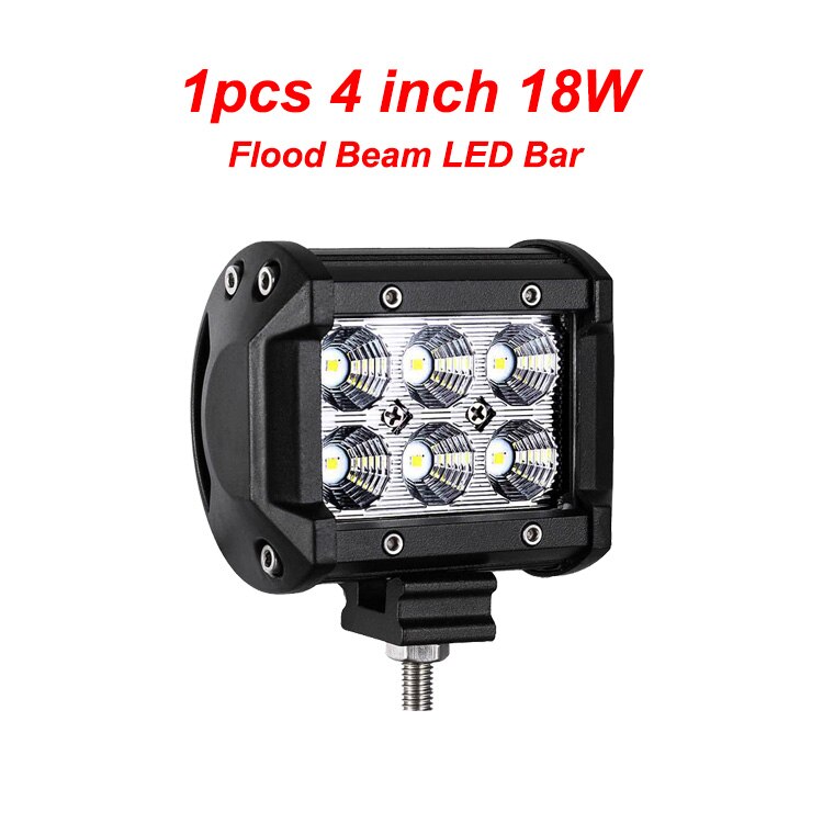 NLpearl 4-20inch Spot Flood LED Light Bar 12V 24V Offroad LED Bar for Car Boat 4x4 Truck 18W 36W 72W 126W Combo LED Work Light: 1pcs 18W flood bar
