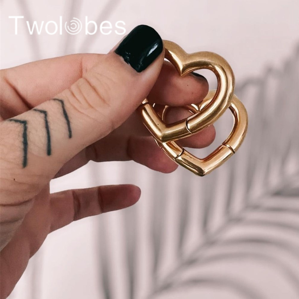Twolobes 2 uds corazón 316 medidores de acero inoxidable túneles para lóbulo estirado pesas para oreja perchas Piercing joyería del cuerpo