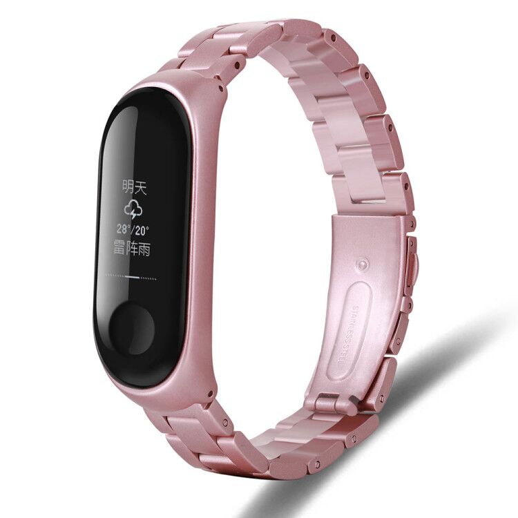 Correa de Metal para xiaomi band 3 y 4, correa de acero inoxidable para pulsera inteligente xiaomi 3 y 4: SZ-Pink / mi band 3 4 strap