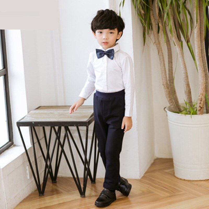 Kid's School Clothes Sets Primary Students Costume Japanese Korean School Uniform Boys And Girls White Shirt+Navy Skirt Tie