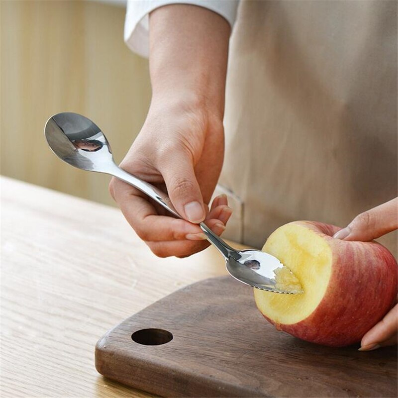 Sandía melón fruta cuchara Kiwi cuchara de excavación plata de doble cabeza de barro excavación cuchara DIY herramienta de surtido de platos fríos