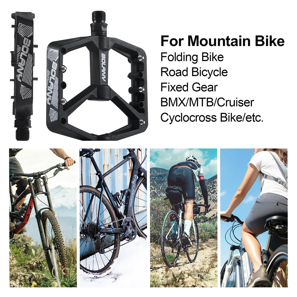 Pedales de bicicleta de nailon antideslizantes BOLANY con rodamiento, 10 clavijas, Pedal de lubricación ultraligero para bicicleta de montaña y carretera, accesorios para bicicleta