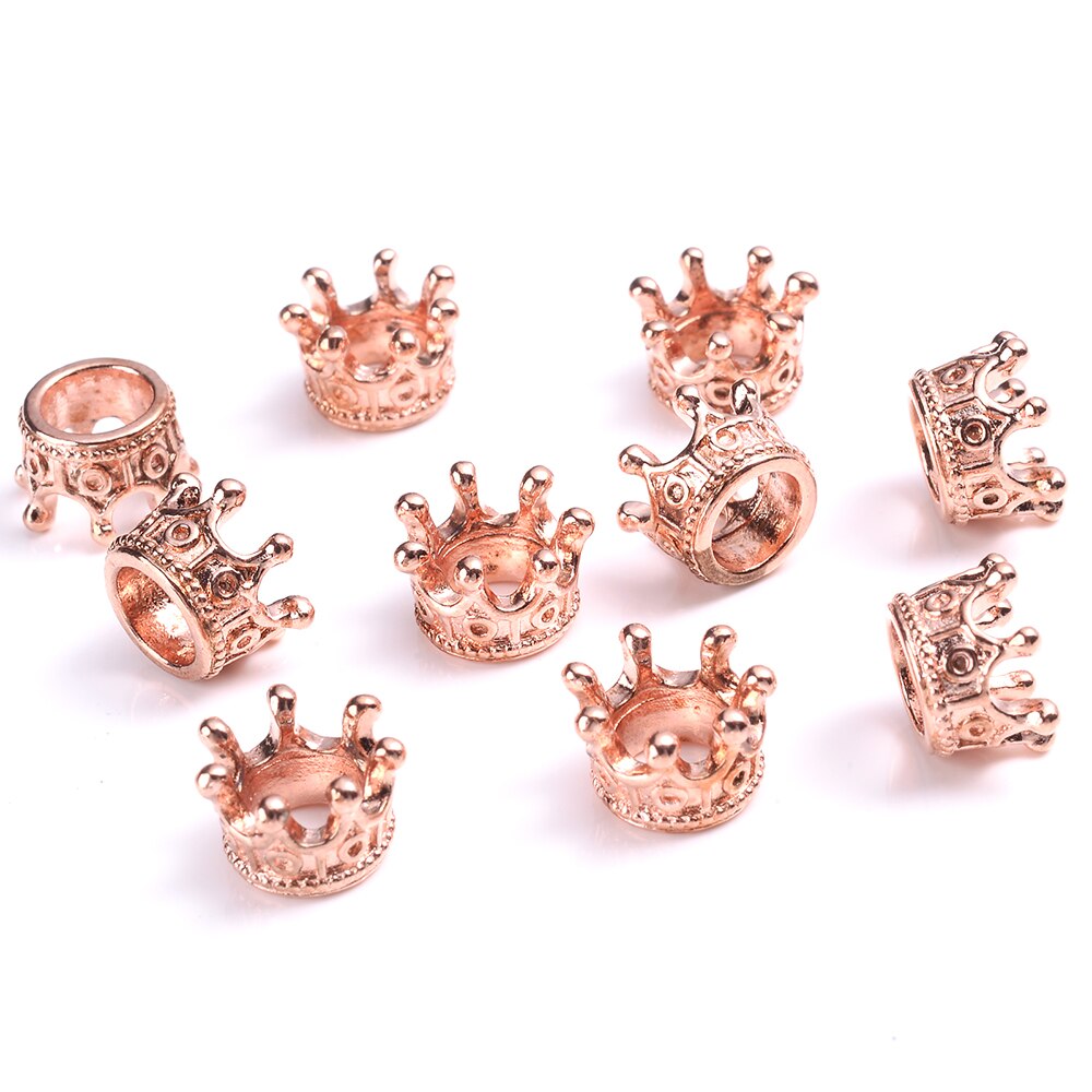 10 Stuks 6X9Mm Gouden Kroon Metalen Kralen Multicolor Losse Spacer Kralen Voor Sieraden Maken Armbanden Ketting Oorbellen accessoires: rose gold