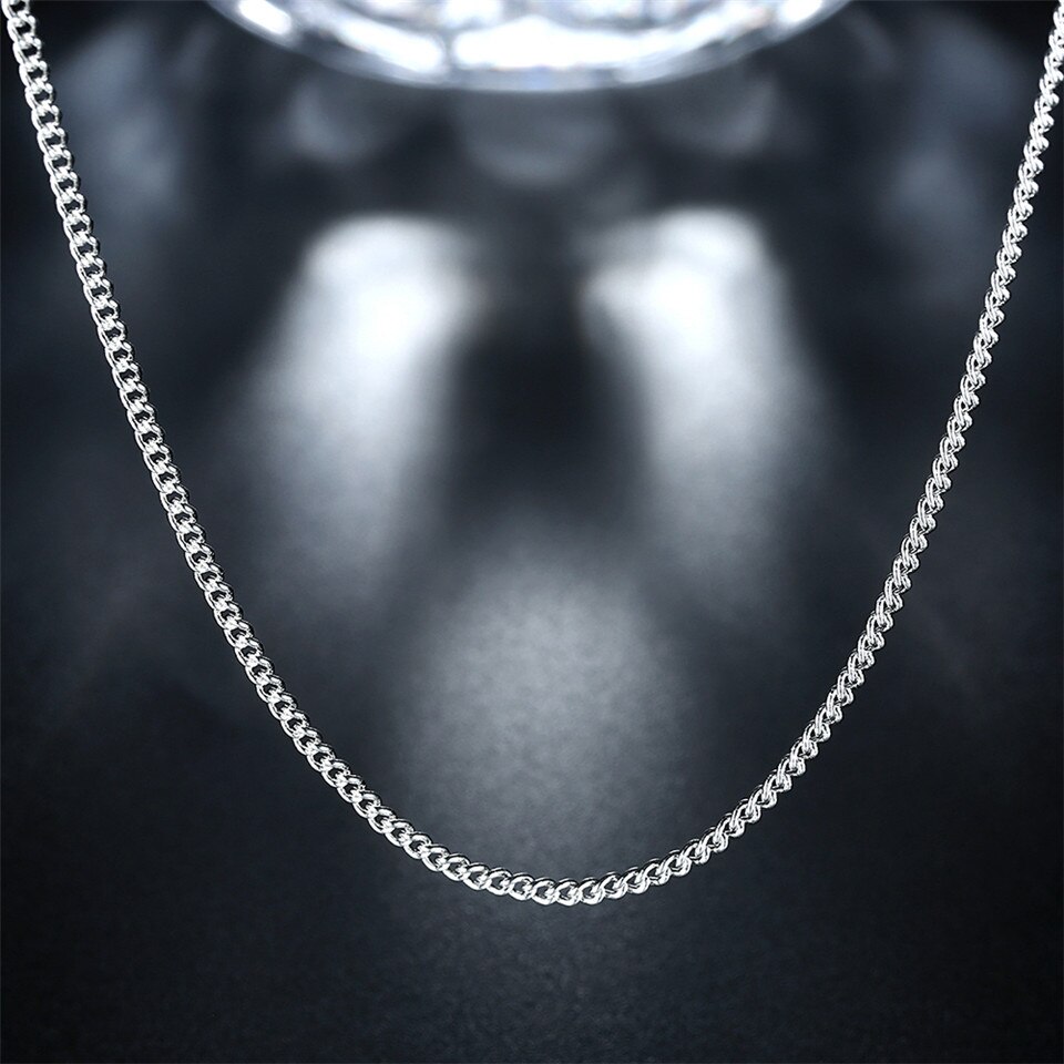 5pcs/lot 925 Sterling Silver 2mm Classic Curb Chain Necklace For Women Men's Side Chain Bijoux
