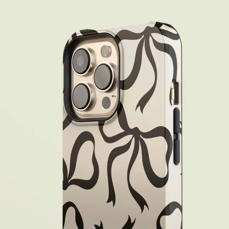 Funda con lazos negros para IPHONE 16ProMax 15 14 13 12 11 PRO Plus, fundas de teléfono magnéticas dos en uno de TPU acrílico