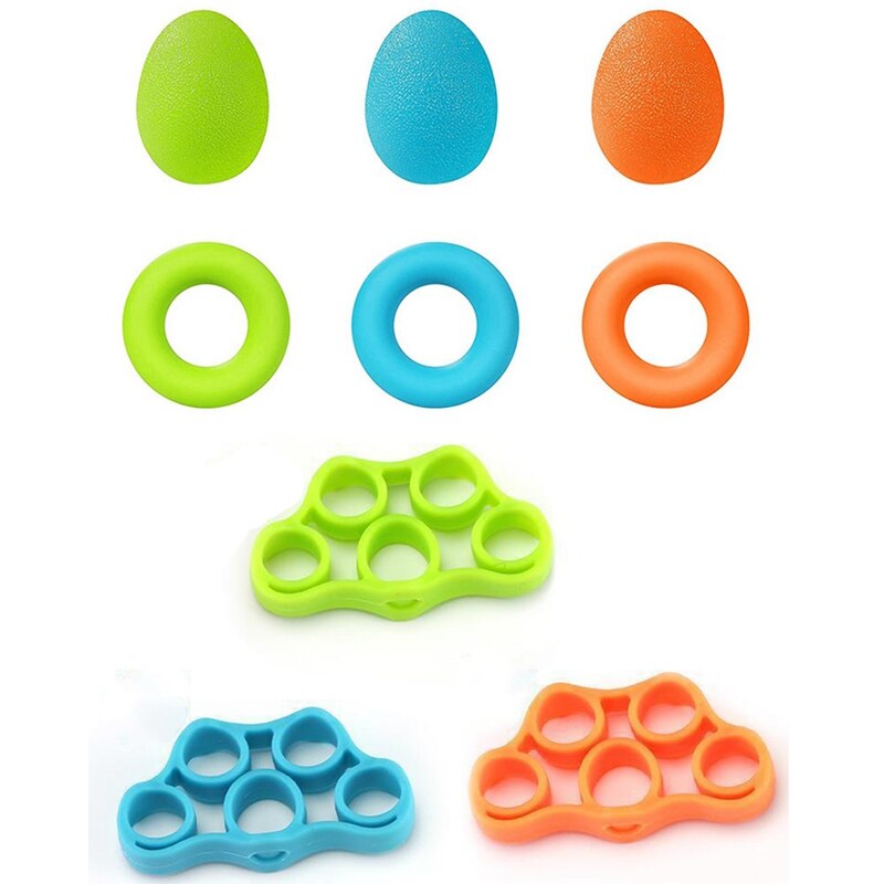 Top9Pcs Grip Strength Trainer Grip Ball Hand Exercises,Forearm Wrist Strengthener Thumb Workout Therapy Finger Exerciser: Default Title