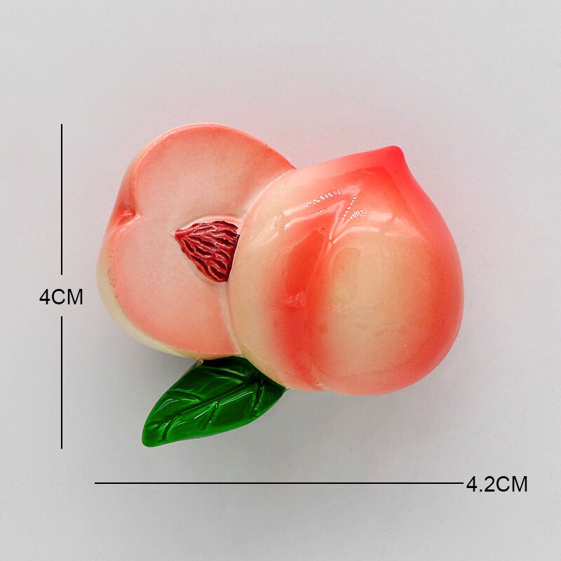 Simulation food 3D fridge magnets magnetic refrigerator paste fruit bread dragon fruit Hami melon ice cream egg home decoration: Peach