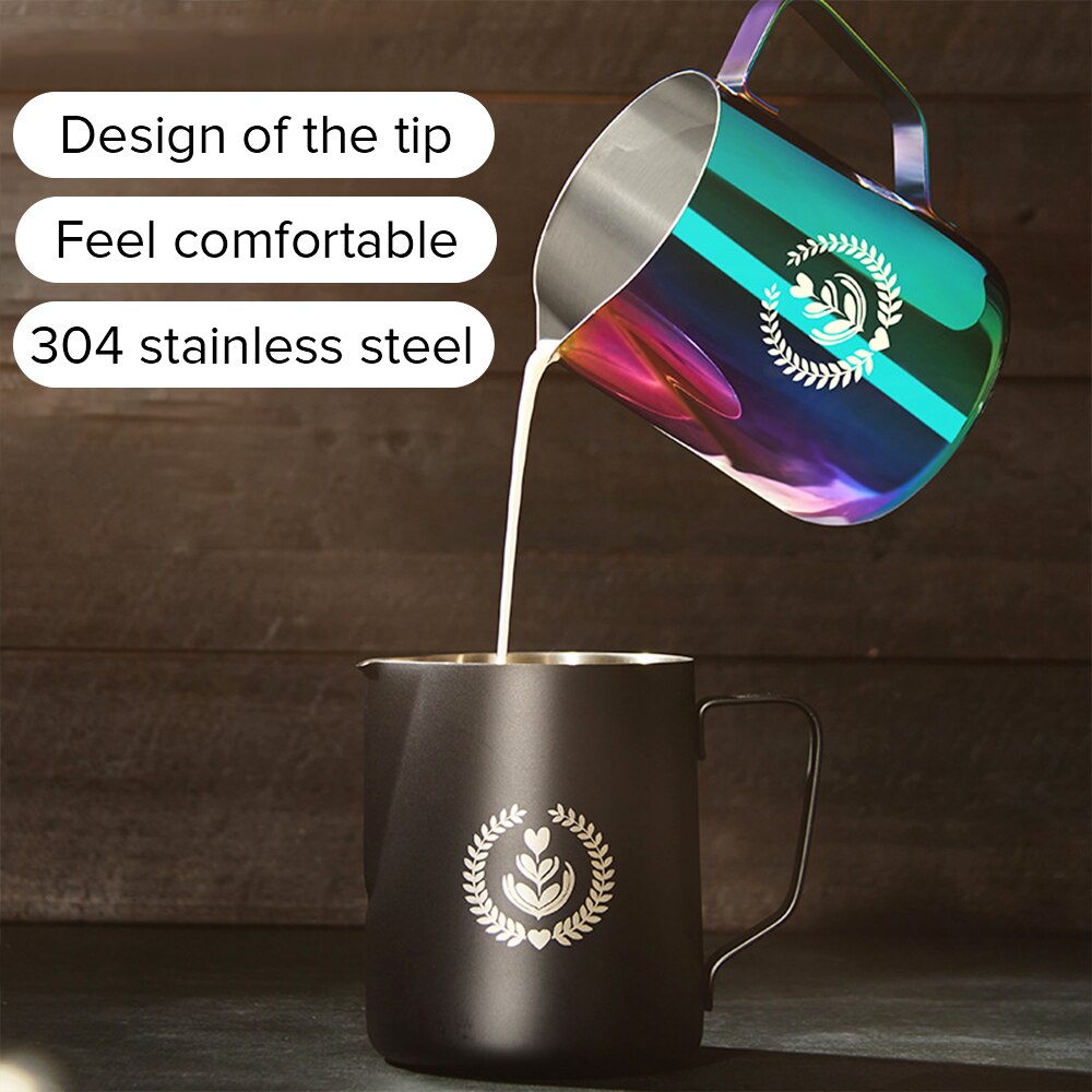 kitchen Home Coffee Milk Pitcher 350ml Stainless Steel Latte Art Frothing Jug Supplies Cappuccino Espresso With Scale Frother
