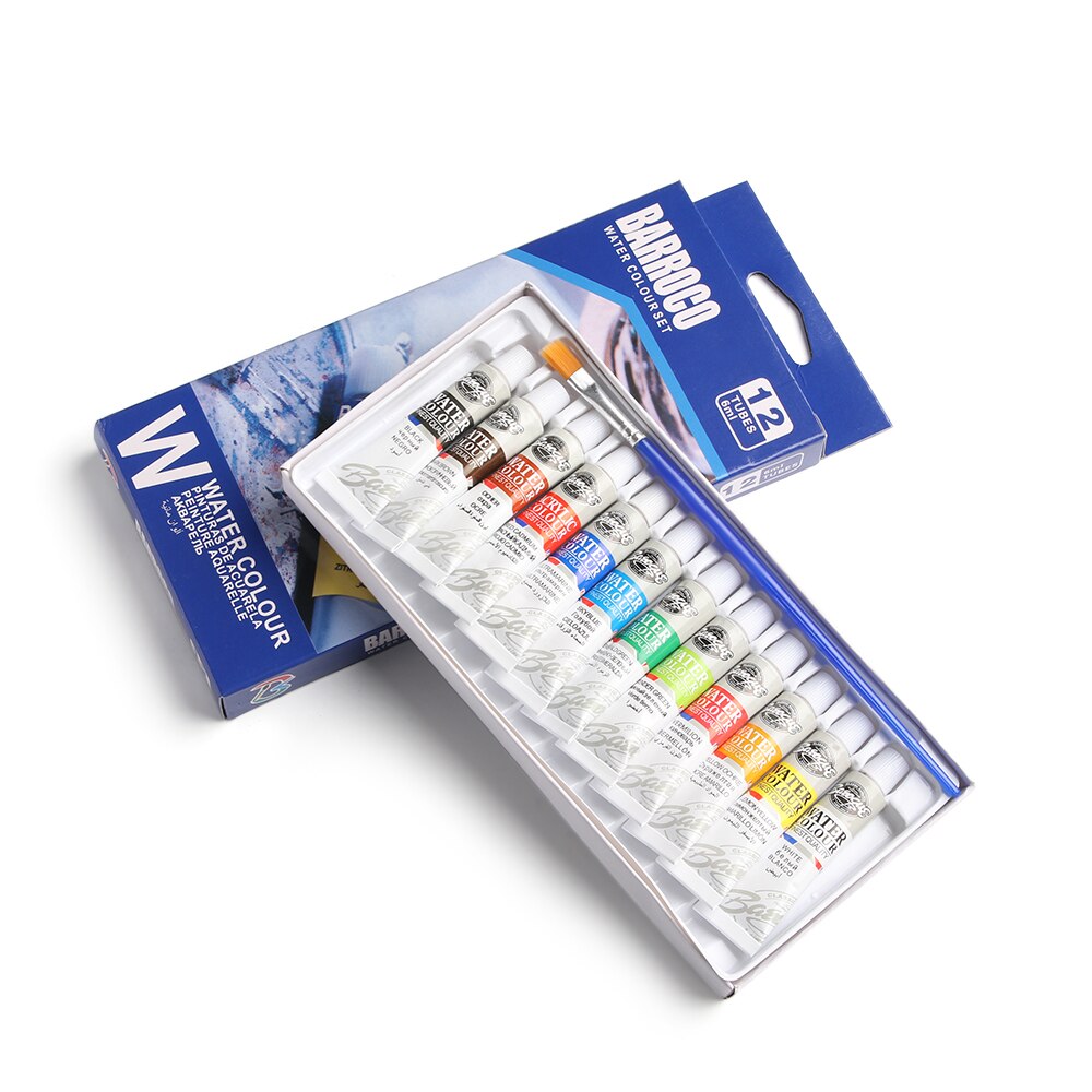 12 Color Acrylic Paint Set 6 ml Tubes Artist Draw Painting Pigment DIY Art Painting Pigment with Brush