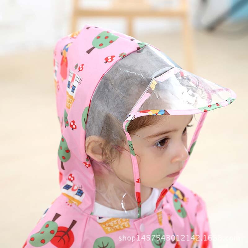Barn regnjacka med huva barn utomhus regn jumpsuit ogenomtränglig rosa regnjacka överdrag bebis pojke flicka söt poncho blå regnjacka