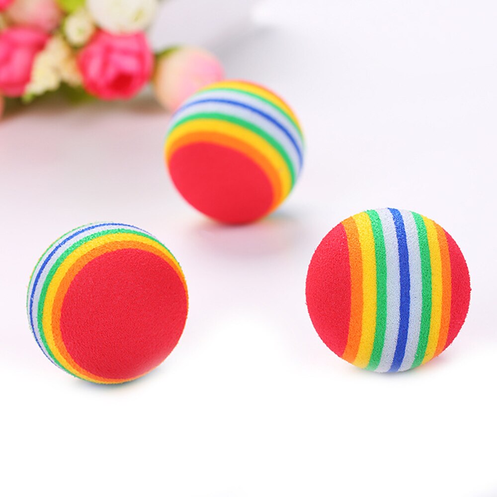 S/M/L Drie Maten 3.5 Cm Regenboog Speelgoed Bal Interactieve Kat Speelgoed Spelen Chew Rammelaar Kras Eva bal Training Pet Supplies Verkoop