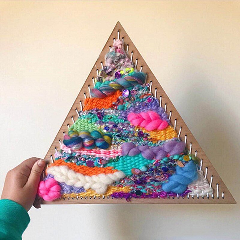 Herramienta para tejer telar Triangular de madera para tejer campanilla de viento hecha a mano atrapasueños adorno colgante en la pared suministros para el hogar