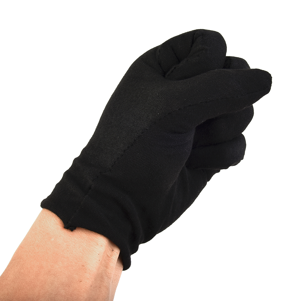 12 Paar schwarze Baumwollhandschuhe, weich, groß, empfindlich, reinigend, trocken, feuchtigkeitsspendend, täglich, bequem, praktisch, dünne Arbeitshandschuhe