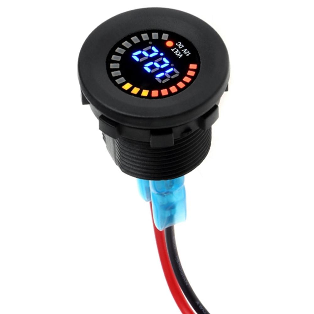 Dc 12v universal bil motorcykel rgb ledd panel digital spänning volt meter display voltmeter monitor gauge display biltillbehör