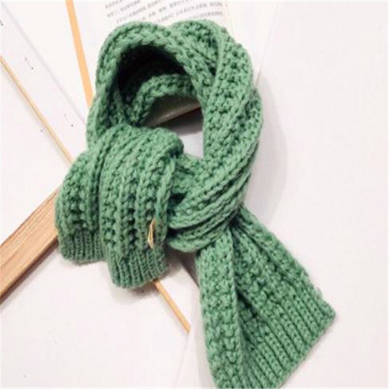 De kleine breien sjaal kinderen pure kleur sjaal jongen mode centra baby candy kleur sjaal in de winter van HC022: HC022-green / 4-8 Jaar