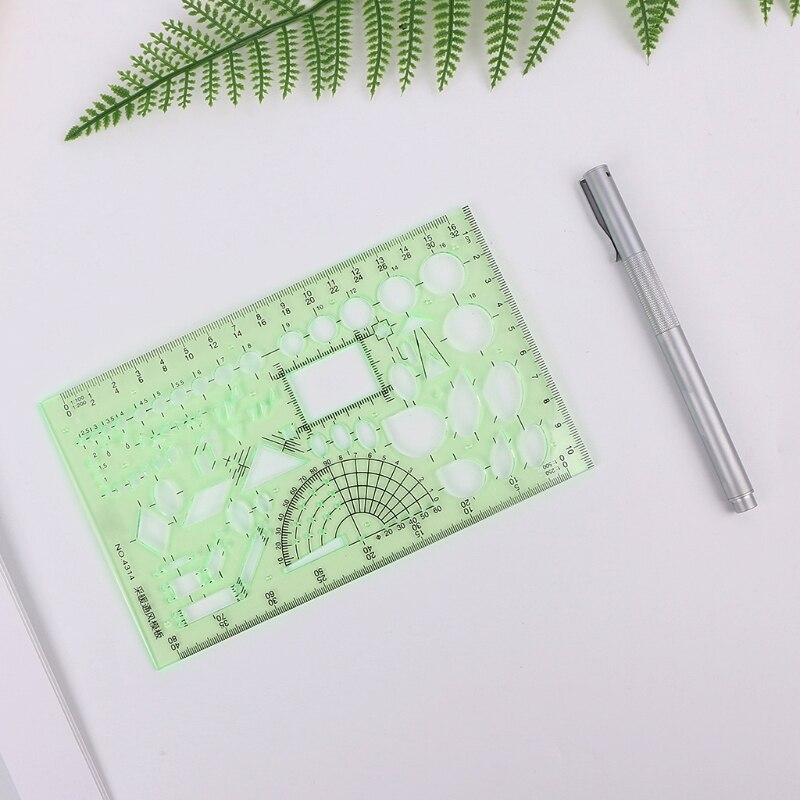 Rectángulo de forma circular geométrica herramienta de dibujo plantilla regla estudiante papelería Q1JC