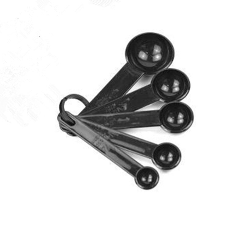 Juego de tazas y cucharas medidoras de plástico para cocina en casa, herramientas de medición: Black  spoon