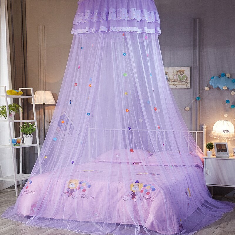 Baby soveværelse myggenet til at sove n kuppel loft pige værelse indretning baldakin prinsesse telt til børn baldakin på krybben: Lilla